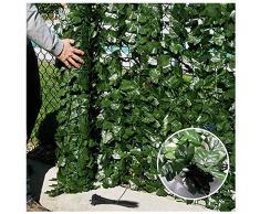 YUXO Artificiale Siepe Finta Foglia Edera Recinzione Artificiale per paravento per Esterni con edera Decorativa da Parete, Incluso Giardino con Cerniera o recinzioni a terrazze Antivento Privacy