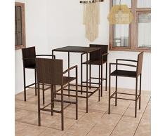 Chusui Set da Bar da Giardino 5 pz in Polyrattan Marrone Fb,Set da Bar da Giardino,Set da Bar per Esterni,Set Mobili da Bar,Set Mobili da Giardino