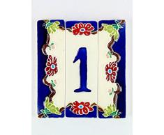 Numeri civici in ceramica,numero civico ceramica fiore,tasselli ceramica nfp 1.Dim:Altezza 11,5cm,larghezza totale 10,3cm.