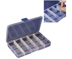 Box contenitore compatto in plastica con 15 scomparti regolabili,per gioielli e attrezzi