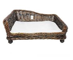 Big Huge XL-Cestino in vimini, per cani e animali domestici, cuscino imbottito divano, marrone, Small 60x43x26 cm.