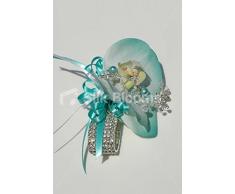 Aqua & bianco Orchidea rosa artificiale tacco da polso