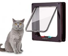 Itian Gattaiola Porta Portina per Gatti e Cani, Entrata e Uscita Controllabile, Materiale ABS (Marrone)