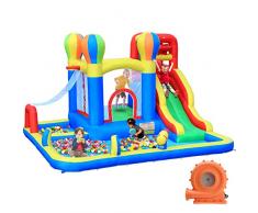 Baralir Castello gonfiabile con ventilatore, Parco acquatico, Scivolo a secco/Acqua, 343x338x202 cm, Castello gonfiabile interno/esterno, I migliori regali di vacanza/Compleanno per bambini