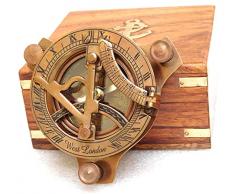 KHUMYAYAD Meridiana in ottone con bussola nautica vintage replica meridiana con scatola in palissandro