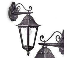 Lampada da parete per esterni Lignac, lampada verso il basso in stile antico, in fusione di alluminio nero/argento con vetro, E27, lampada da esterno retro/vintage, terrazza/cortile, senza lampadina/e