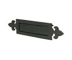 Ironmongery World Nero Ferro Antico Fleur De Lys Piastra Buca Lettere Gotico - Nero