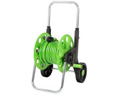 Jago Carrello tubo da giardino carrello avvolgitubo irrigazione giardino carrello per i tubi da giardino con una lunghezza di circa 20 metri incluso tubo e testina di spruzzo