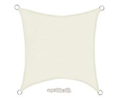 EUGAD Vela Ombreggiante 2 x 2 m, Tenda a Vela in 200 g/m² HDPE, Tende Parasole Rettangolare Protezione Solare Schermo UV, Respirante, per Giardino Terrazzo Balcone, Crema 0207ZYF