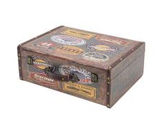 HMF VKO107 Valigia in Legno Vintage | 44 x 32 x 16 cm | Grande | Garage