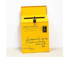 LIUI Retro rettangolo di Metallo colorato Americano Pastorale a Parete Cassetta Postale Vintage Grande Lettera Cassetta Postale allaperto (Color : Yellow b)