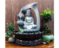 SURPRIZON - Fontana da tavolo a forma di fontana a forma di Buddha per meditazione rilassante, decorazione per interni, kit a cascata con flusso dacqua circolare, per casa, ufficio, camera da letto