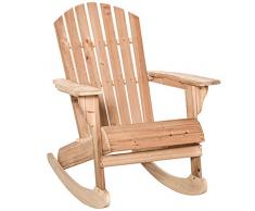 Outsunny Sedia Adirondack in Legno, Sedia a Dondolo per Giardino ed Esterni Impermeabile, 77x94x97cm Teak