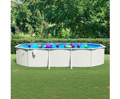 Gecheer Piscina Fuori Terra,con Pareti,in Acciaio,PVC,Bianca,Blu e Bianco,Piscina Fuori Terra da Giardino,Paio,Terrazzo,Piscina Fuori Terra Rigida