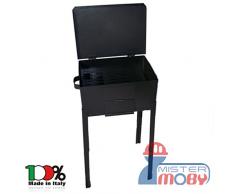 Mistermoby Barbecue Fornacella Classica a Carbone Carbonella Con Coperchio Dimensioni 30x40 Cm Per Casa o Campeggio