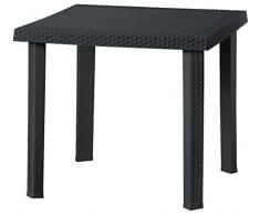 SF SAVINO FILIPPO Tavolo tavolino quadrato per 4 persone 80x80 cm Figaro Garden in dura resina finto rattan vimini nero antracite per bar ristorante casa giardino balcone