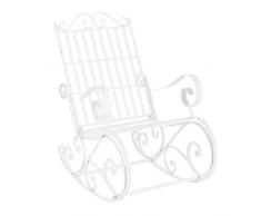 [en.casa] Sedia a Dondolo da Giardino Sedia Oscillante in Metallo per Uso Esterno in Stile Vintage con Braccioli Decorativi - Bianco