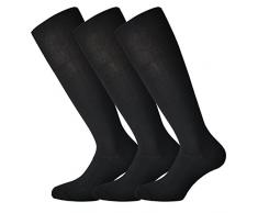 Fontana Calze, 6 paia di calze lunghe in caldo cotone elasticizzate confortevoli e rinforzate su punta e tallone. Prodotto Italiano. NERO 42/44