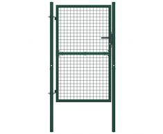 Gawany Cancello Singolo per Recinzione da Giardino in Acciaio Verde 100x125/175/200/225/250 cm,Cancello Singolo,Cancello da Giardino,Cancello Metallo,Cancello Acciaio,Cancello per Esterno