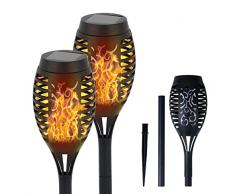 Aiskdan Luci Solare Esterno con Effetto Fiamma, 2 pack LED Solare Torcia Luce, Lampade Solari da Giardino impermeabile IP65 per giardino, portico, prato