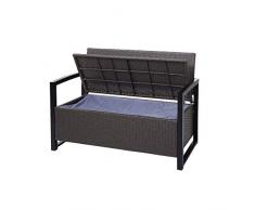 Mendler Divano Sofa Contenitore per lesterno HWC-F39 polyrattan Grigio Cuscini Verde