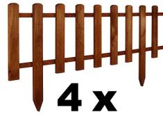 Floranica® Stecca Recinzione in Legno, Versione Nuova 2021, recinto per Giardino, per orto, Prato, Cortile - impregnata, Colore:Marrone, Taglia:4 pz. 104cm Lungo / 40cm Altezza