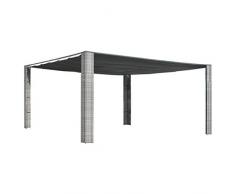 Festnight Gazebo con Tetto Mobile in Polyrattan 400x400x200cm Grigio