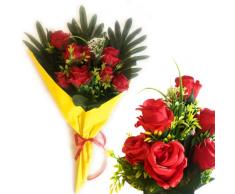 my test Fiori Artificiali Bouquet Mazzo Di Fiori Finti In Confezione Regalo - Confezionati Come Dal Fiorista (Rose Rosse)