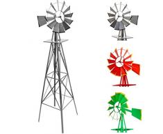 STILISTA Mulino a Vento da Giardino - Stile Americano, in Acciaio, Altezza 245cm, Cuscinetti a Sfera, Colore a Scelta - Sculture a Vento, Spinner, Girandola, Decorazione Esterno, Segnavento, Ruota