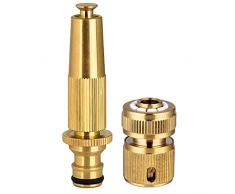 Hydrogarden Pistola per irrigazione Regolabile in Ottone per Pistola ad Alta Pressione in Ottone, per Tubo da Giardino, connettori rapidi e Punte per ugelli di nebulizzazione