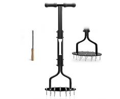 EEIEER Arieggiatore per Prato Manuale, Scarificatore Arieggiatore Manuale con 15 Punte di Ferro e Strumenti Dellerba, Ventilazione del Prato per Il Suolo Compresso Giardino del Prato