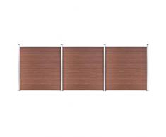 vidaXL Pannello Recinzione per Esterni con Pali Robusto Elegante Barriera da Giardino Recinto Intimità Sicurezza in WPC 526x186 cm Marrone