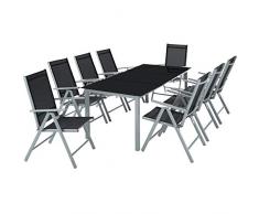 TecTake Alluminio set mobili da giardino 8+1 tavolo sedie - disponibile in diversi colori - (Grigio argento | No. 402165)
