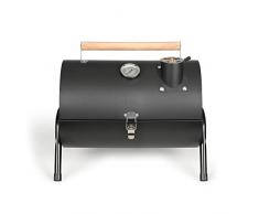 LIVOO DOC 269, Barbecue affumicatoio a carbone, portatile con maniglia di trasporto e chiusura in acciaio verniciato, superficie di cottura: 33,5 x 22,5 cm in acciaio cromato DOC269