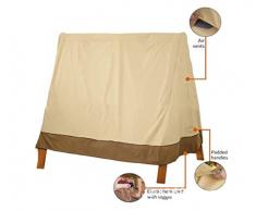 Mitef, Copertura per Dondolo da Giardino a Tre posti, Impermeabile, Protezione dai Raggi UV, Beige e Marrone, 182 x 139 x 170 cm (Larghezza x profondità x Altezza)