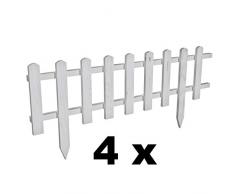Floranica® 4 x Stecca Recinzione Ornamentale in Legno, per Giardino, Prato, Cortile - steccato in 3 Colori, impregnata, Lunghezza 105 cm, Taglia:40 cm Altezza. 4x105 cm Lungo, Colore:Bianco