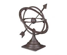 relaxdays Meridiana Decorativa da Giardino, Design Antico, Resistente, da Terra, Ghisa Effetto Ruggine, 42 cm, Marrone
