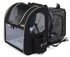 Pecute Zaino Porta Animali Estensibile Sia per Cani di Piccola Taglia Che per Gatti, Cuccia Portatile/Trasportino Estraibile Indicato per Viaggi Sia Lunghi Che Corti, Carico Massimo 10 kg