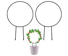 SAVITA 2 Pezzi Traliccio da Giardino in Metallo per Arrampicata su Piante, Pali Decorativi per Piante in Vaso da 33cm con Rivestimento Nero, Supporto per Piante Rampicanti in Ferro(Rotonda)