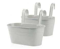 ABSDON 2pcs Vasi di Fiori da Appendere Vasi di Metallo Esterno Vaso Sospeso Portafiori Pensili con Doppio Gancio Rimovibile per Balcone Recinzione Casa Decorazione