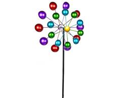 Formano - Girandola per il giardino in metallo – Girandola a vento doppia viola/blu/rosso/verde – 166 cm grande