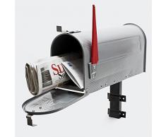 Cassetta delle lettere stile americano Cassetta postale grigio argento con supporto a muro abbinato