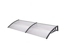 LARS360 Pensilina Tettoia, Pensilina in Policarbonato Trasparente e Nero Telaio, 200x100cm Parapioggia Tettoia Tenda da Veranda per Esterno, Porta, Garage, Balcone, Finestra