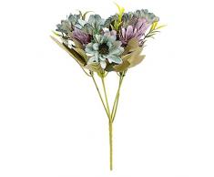 Idee con cuore, mazzo di fiori artificiali, bouquet di fiori, diversi fiori e colori, altezza 28 cm, diametro fiori di circa 3-4 cm