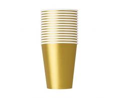 Trimming Shop Bicchieri di carta usa e getta di alta qualità, 266 ml, bicchieri da festa in oro, usa e getta per interni, cene allaperto, compleanni, matrimoni, barbecue, feste in giardino, 14 pezzi