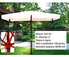 DUE ESSE Ombrellone in Legno da Giardino Parasole da Giardino con palo Centrale Colore Ecrù arredo Giardino