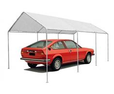 Gazebo Per Auto Garage Box Parcheggio Da Esterno 3x6MT In Acciaio Impermeabile Bianco