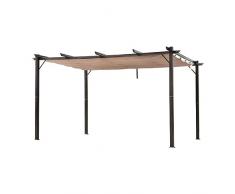 Gazebo Pergola da Giardino 3x3m/3x4m Telo Scorrevole Poliestere Impermeabile Struttura in Alluminio con Tetto a Scomparsa (3x4x2.30)