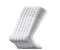 Fontana Calze, 6 paia di calze LUNGHE sportive in cotone spugna (Bianco)