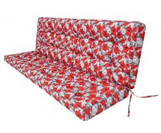 Cuscino per panca da giardino, per dondolo da giardino, per dondolo da giardino, per altalena, per ambienti esterni e interni, 180 cm, papaveri